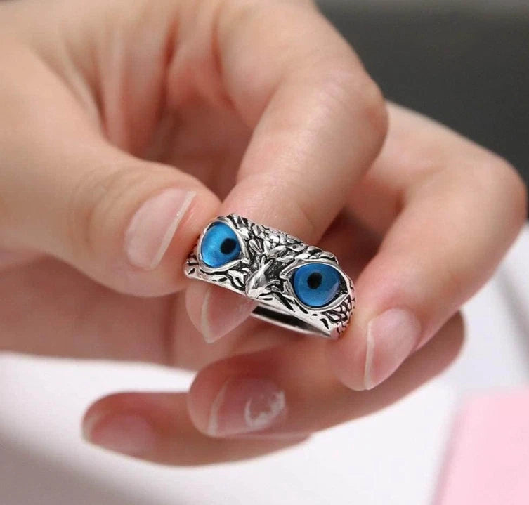 Open Adjustable Retro Devil Eye owl Ring KK Labib