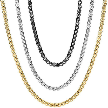 925 Stainless Steel Multicolor Pearl Box Chain Necklace Unisex KK Labib