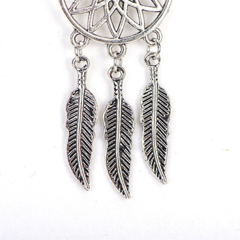 Dreamcatcher Leaves Feather Necklace & Earring Jewelry Set