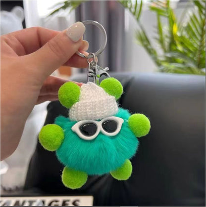 Cute Monster Pom Pom Keyrings
