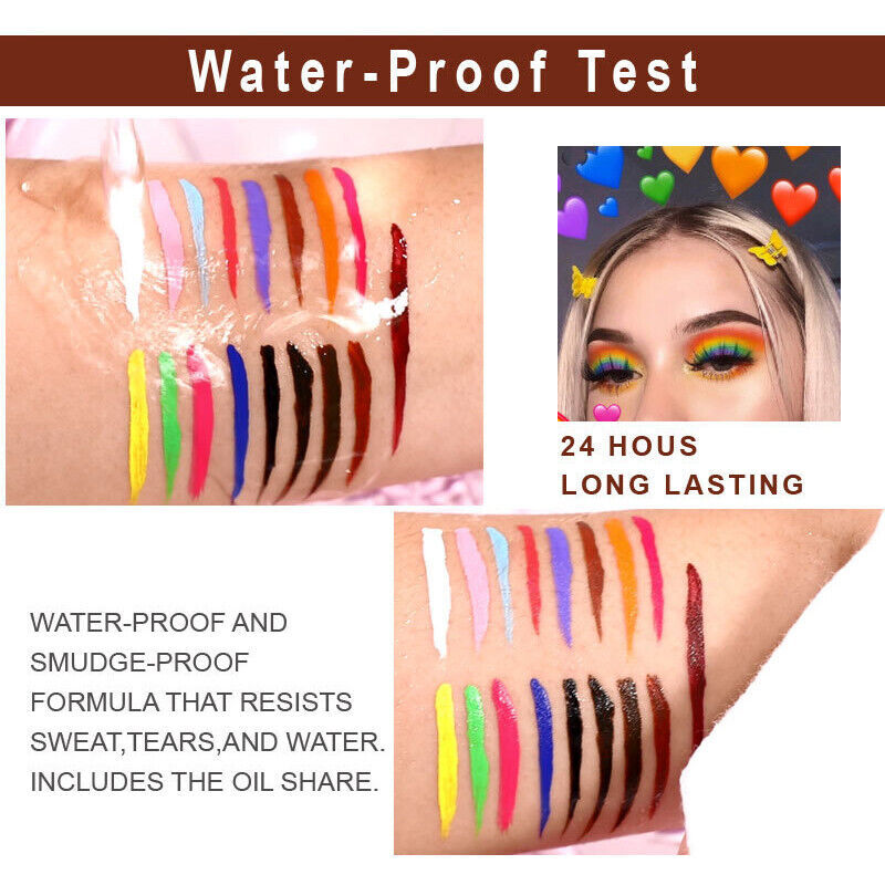 Waterproof Liquid Eyeliner Beauty Matte Glitter Pen Pencil Makeup 33 Colors UK