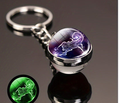 Luminous Glass Ball Zodiac Keychain