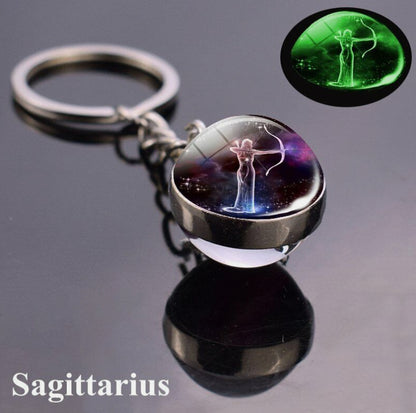 Luminous Glass Ball Zodiac Keychain
