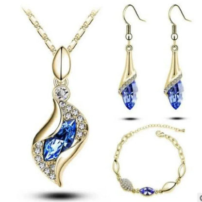 Silver Cubic Zirconia Earrings , Necklace & Bracelet Set