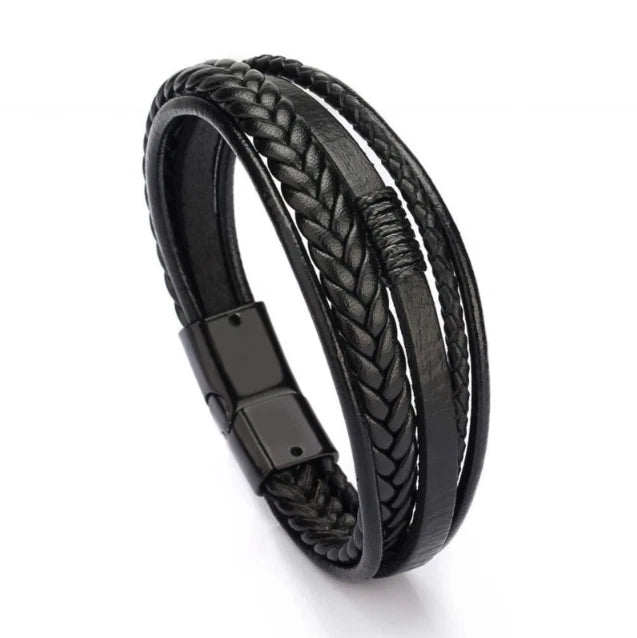 Magnetic Snap Bracelet Leather Rope KK Labib
