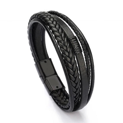 Magnetic Snap Bracelet Leather Rope KK Labib