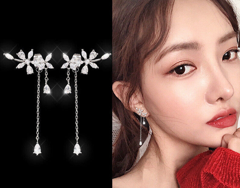 Hanging Tassel Drop Stud Earrings