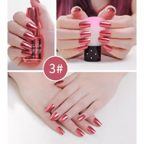 15 Colors Metallic Nail Polish Super Shine Chrome Mirror Effect Art Nail Varnish