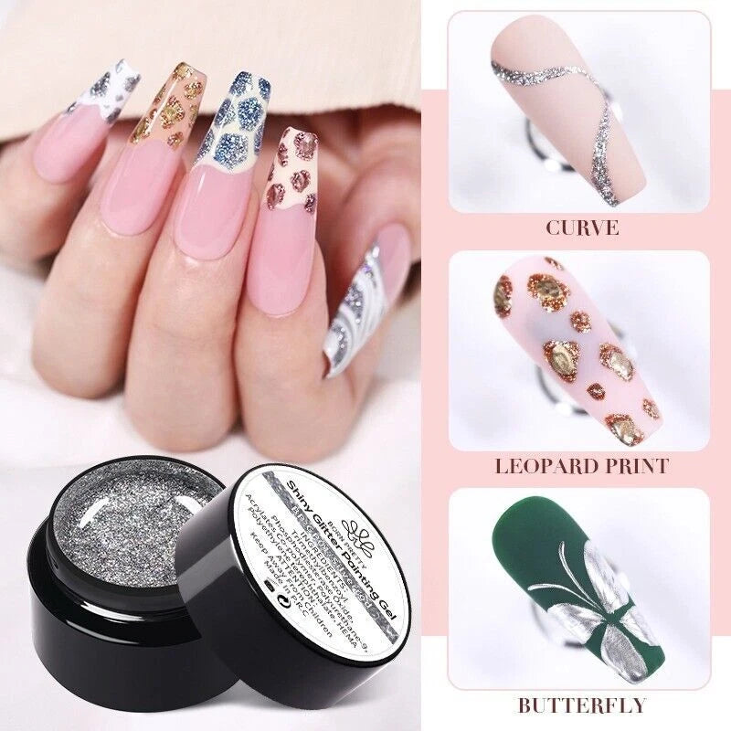 BORN PRETTY 5ml Shiny Glitter Nail Art Gel Polish Soak Off UV Led Gel DIY Salon KK Labib
