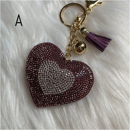 Heart Crystal Rhinestone Keyring