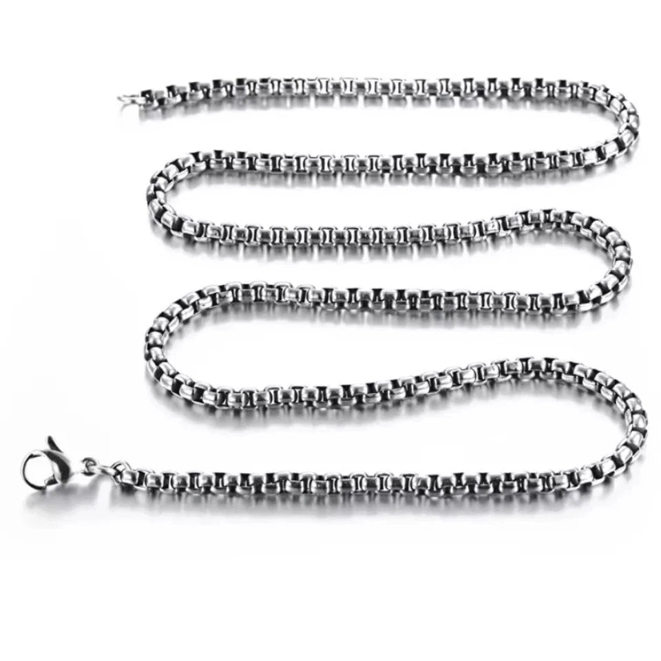 925 Stainless Steel Multicolor Pearl Box Chain Necklace Unisex KK Labib