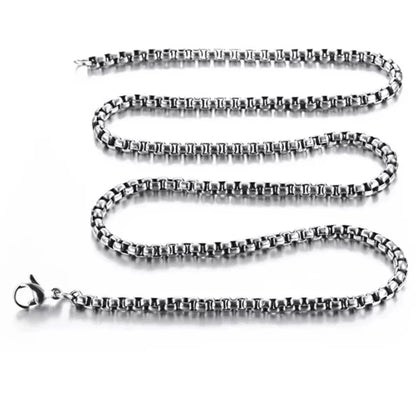 925 Stainless Steel Multicolor Pearl Box Chain Necklace Unisex KK Labib