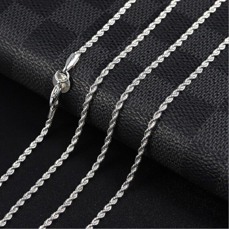 NEW Italian Style 925 Sterling Silver Twisted Rope Necklace Bracelet   4mm