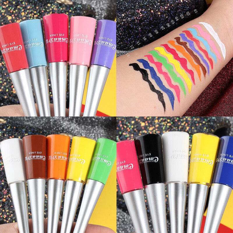 Waterproof Liquid Eyeliner Beauty Matte Glitter Pen Pencil Makeup 33 Colors UK