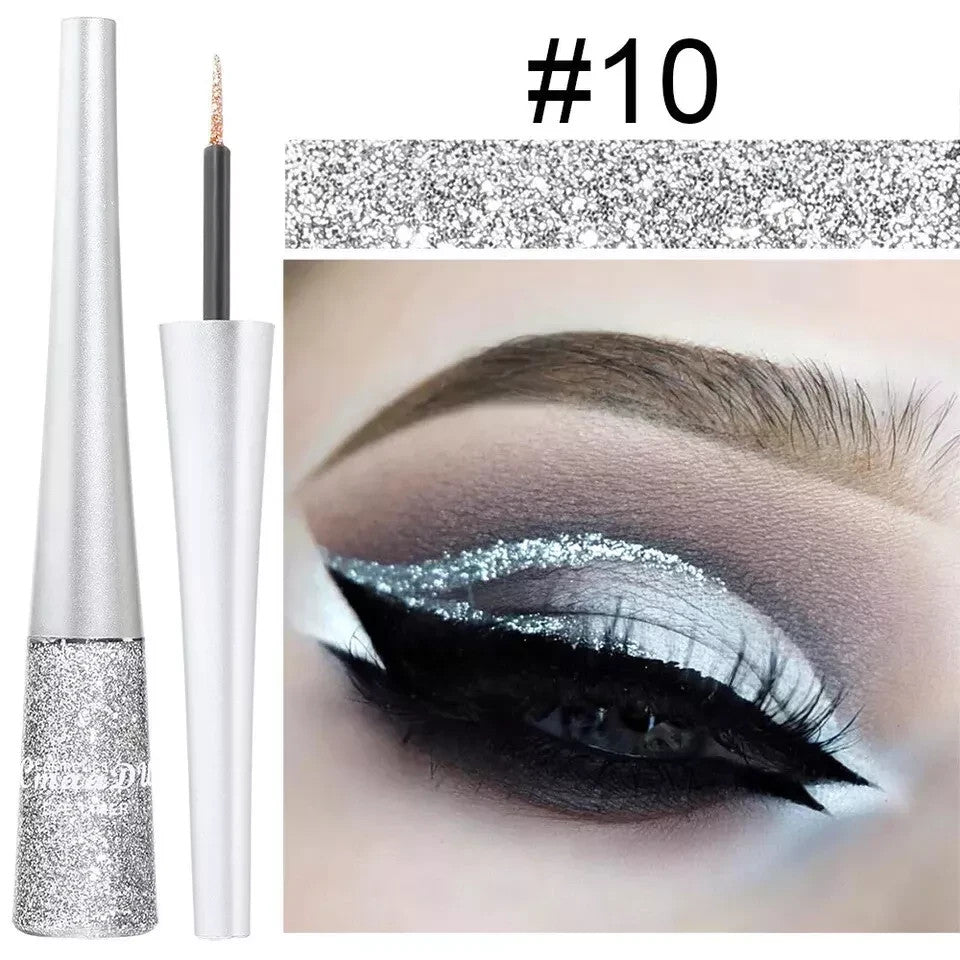 Waterproof Glitter Liquid Eyeliner Long Wear Shimmer Eye Makeup Beauty Cosmetic