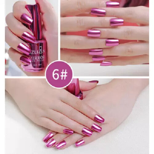 15 Colors Metallic Nail Polish Super Shine Chrome Mirror Effect Art Nail Varnish
