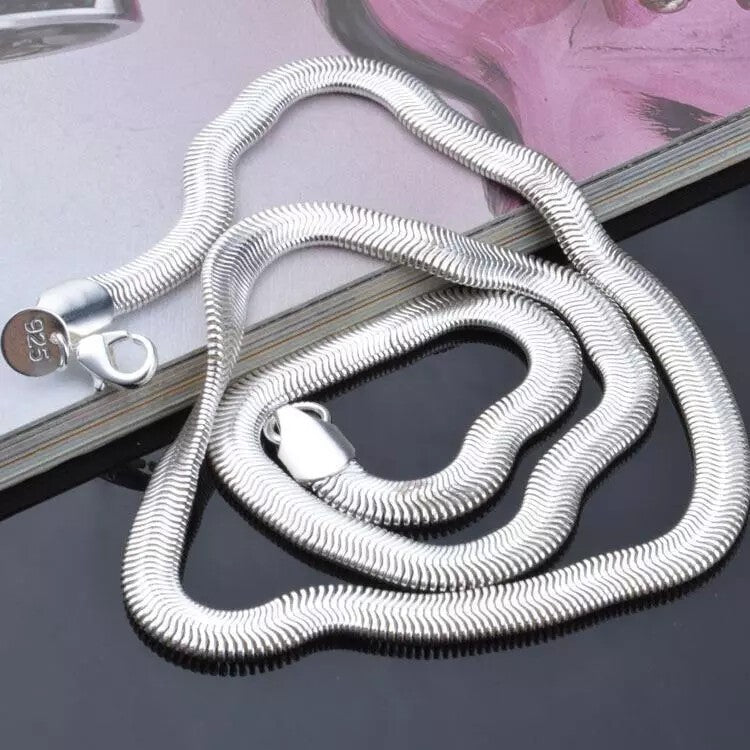 Titanium Silver Herringbone Snake Chain Necklace Flat Women Jewellery Gift UK