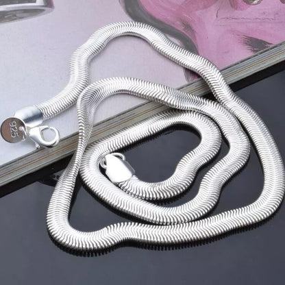 Titanium Silver Herringbone Snake Chain Necklace Flat Women Jewellery Gift UK