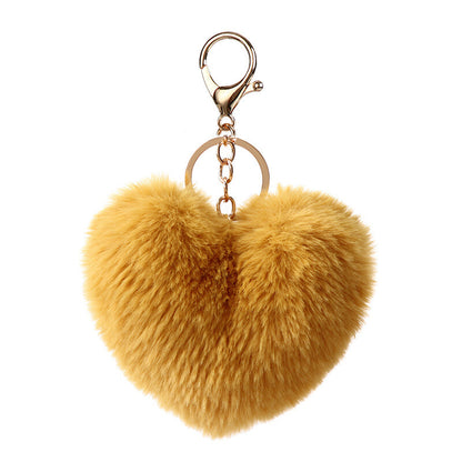 Fluffy Faux Fur Heart Keychain