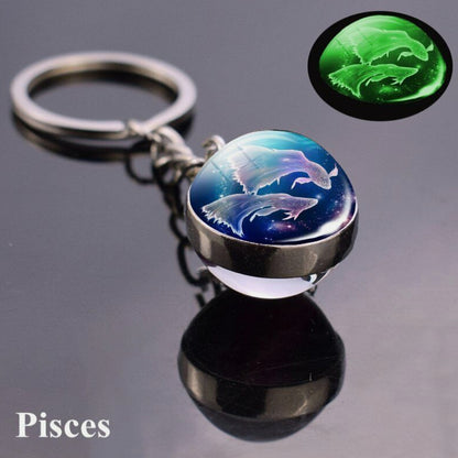 Luminous Glass Ball Zodiac Keychain