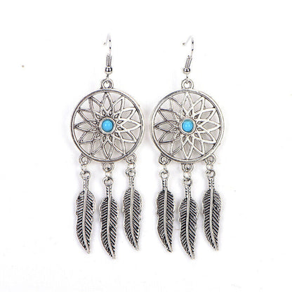 Dreamcatcher Leaves Feather Necklace & Earring Jewelry Set