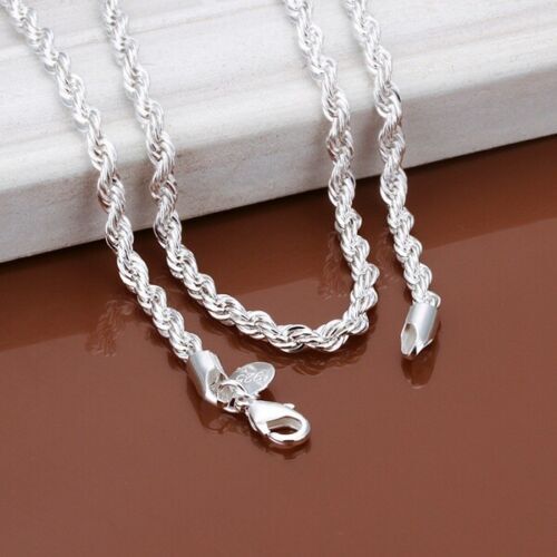 NEW Italian Style 925 Sterling Silver Twisted Rope Necklace Bracelet   4mm