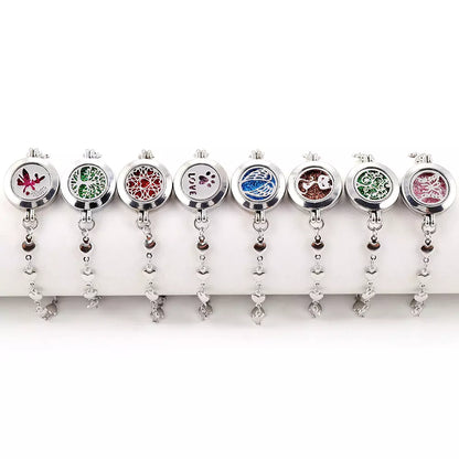 Stainless Steel Aromatherapy Locket Heart Chain Bracelet Incense Box Diffuser UK