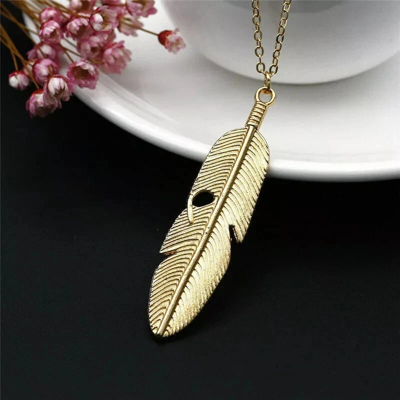 Feather Leaf Pendant Necklace. KK Labib