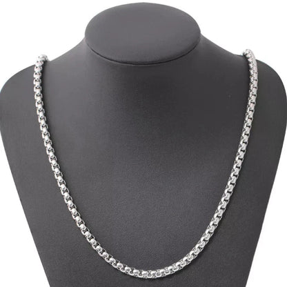 925 Stainless Steel Multicolor Pearl Box Chain Necklace Unisex KK Labib