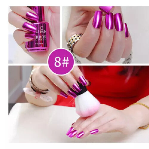 15 Colors Metallic Nail Polish Super Shine Chrome Mirror Effect Art Nail Varnish