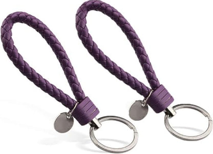 Colorful Braided Faux Leather Strap Keyring