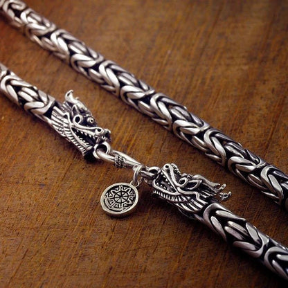 Double Headed Viking Dragon Scale Link Bangle
