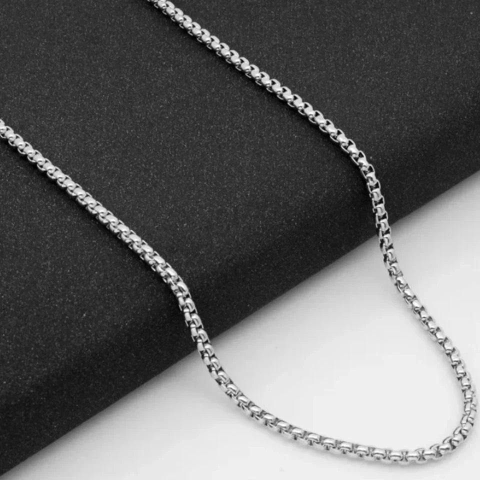 925 Stainless Steel Multicolor Pearl Box Chain Necklace Unisex KK Labib