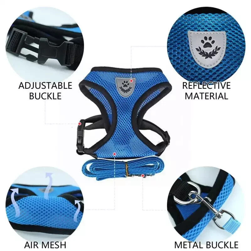 Pet Cat Dog Harness Vest Walking Lead Leash for Cat Puppy Dogs Collar Adjustable