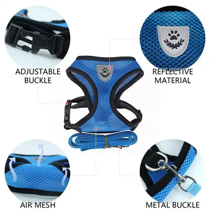 Pet Cat Dog Harness Vest Walking Lead Leash for Cat Puppy Dogs Collar Adjustable