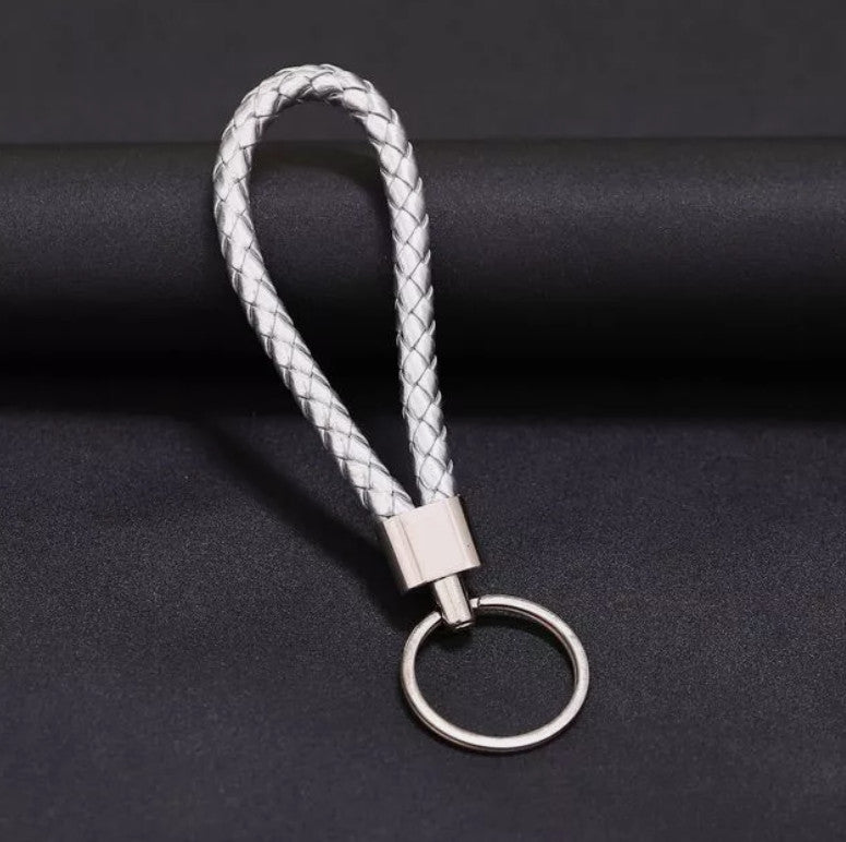 Colorful Braided Faux Leather Strap Keyring
