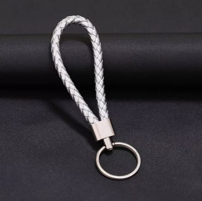 Colorful Braided Faux Leather Strap Keyring