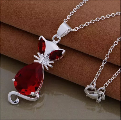 Crystal Cat Pendant Necklace