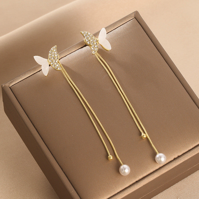 Hanging Tassel Drop Stud Earrings