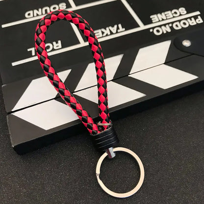 Colorful Braided Faux Leather Strap Keyring Keychain Car Key Chain Ring Key Fob