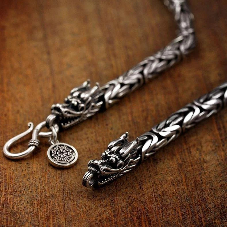 Double Headed Viking Dragon Scale Link Bangle