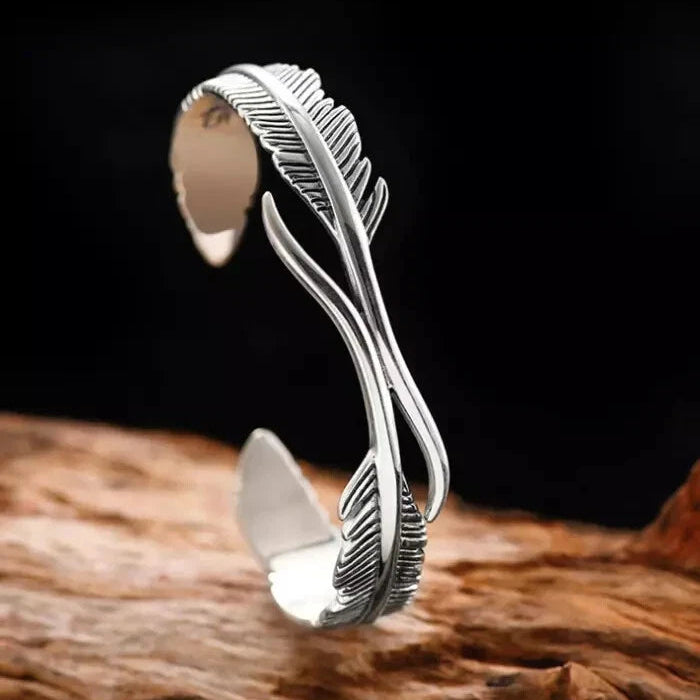 Men's Women's Pack of 2 Silver Plated Feather Cuff Adjustable Bracelet Best Gift