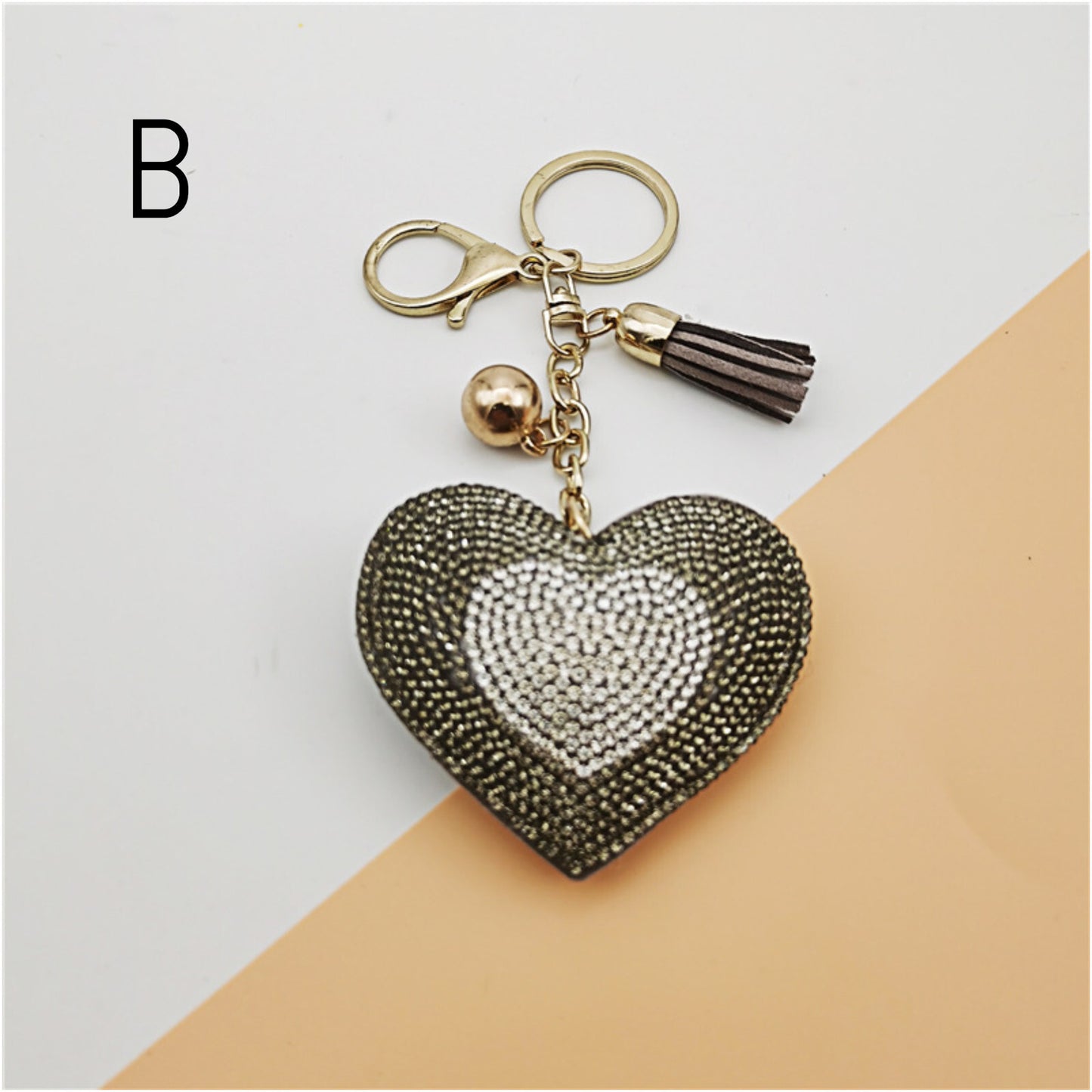 Heart Crystal Rhinestone Keyring