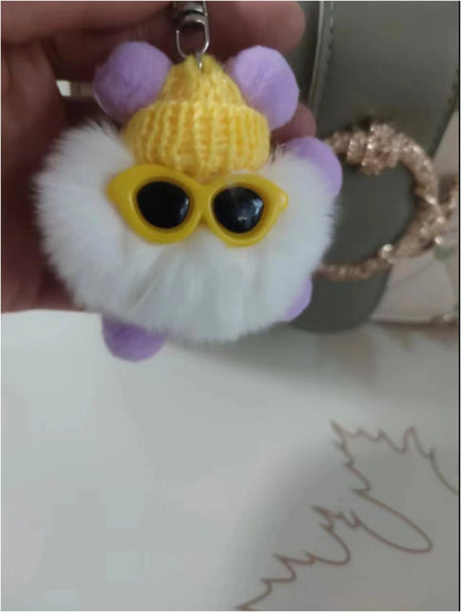 Cute Monster Pom Pom Keyrings