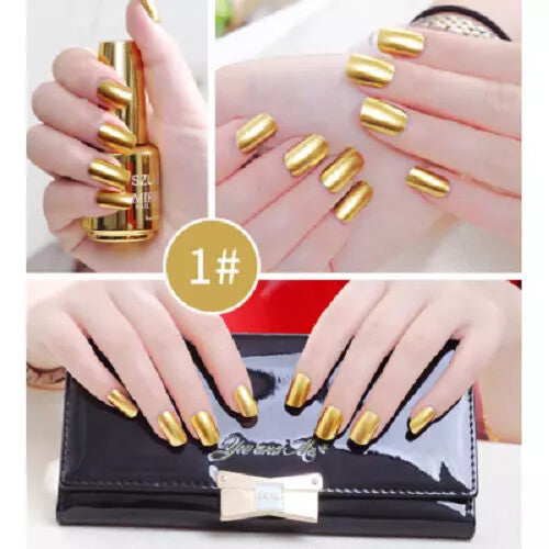 15 Colors Metallic Nail Polish Super Shine Chrome Mirror Effect Art Nail Varnish