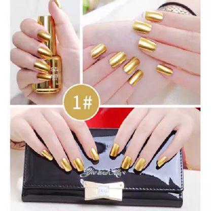15 Colors Metallic Nail Polish Super Shine Chrome Mirror Effect Art Nail Varnish