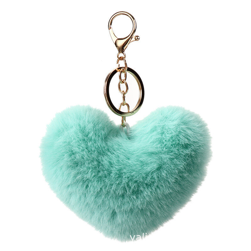 Fluffy Faux Fur Heart Keychain