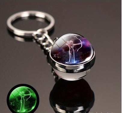 Luminous Glass Ball Zodiac Keychain