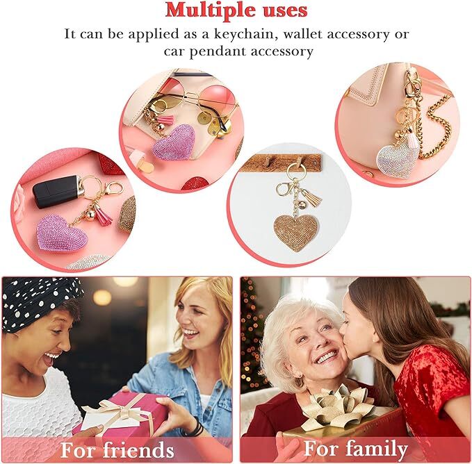 Heart Crystal Rhinestone Keyring