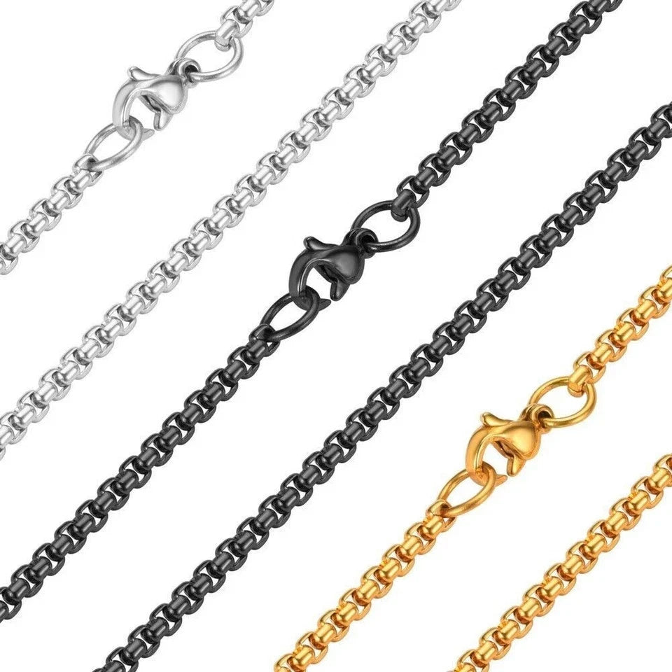 925 Stainless Steel Multicolor Pearl Box Chain Necklace Unisex KK Labib